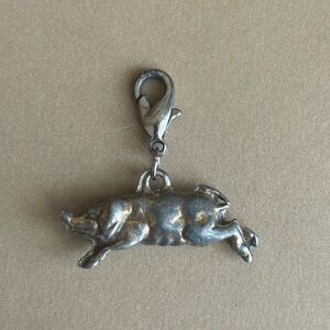 Heavy solid cast pig charm